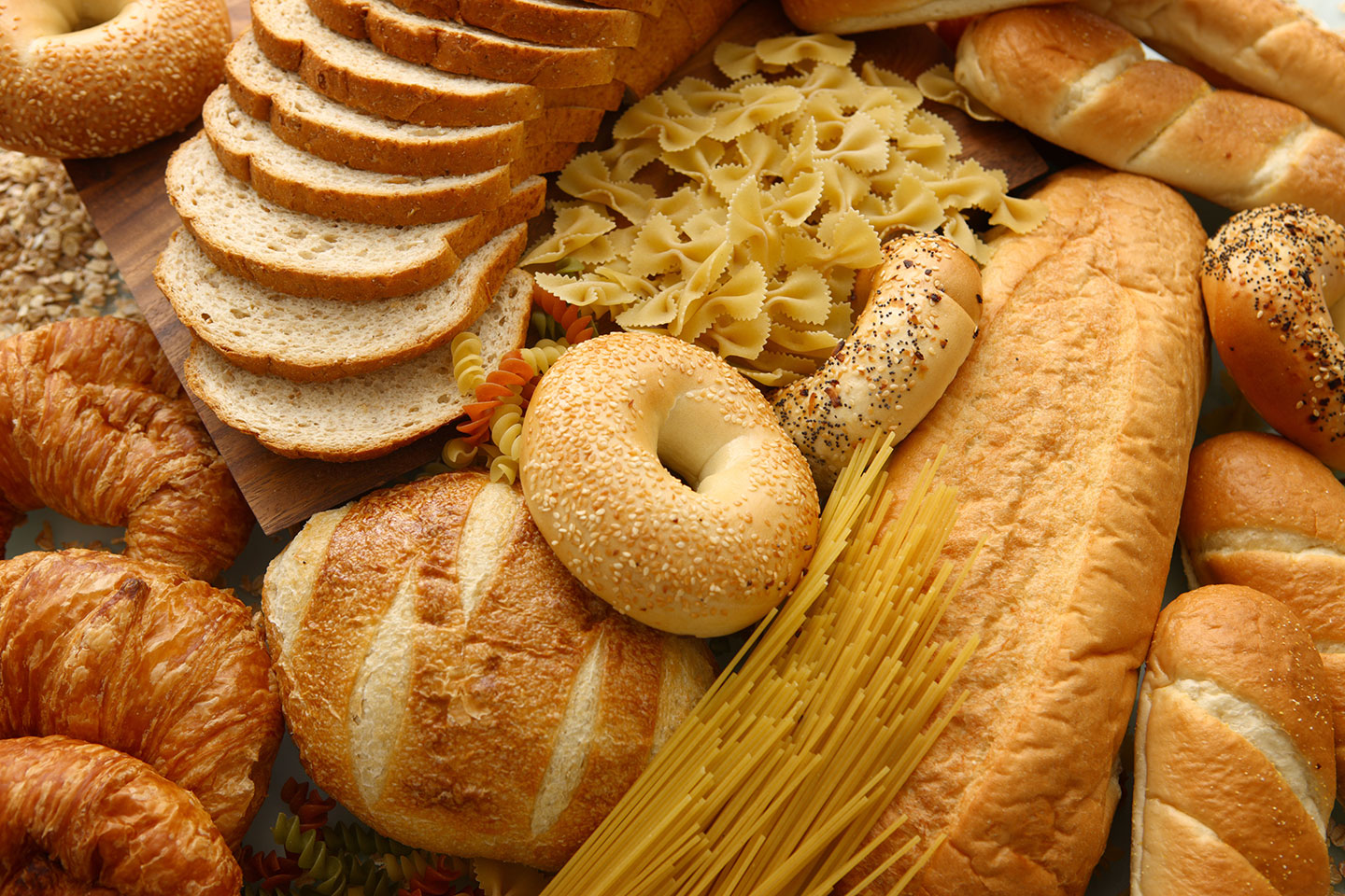 Carbohydrate foods like bread, bagels, pasta